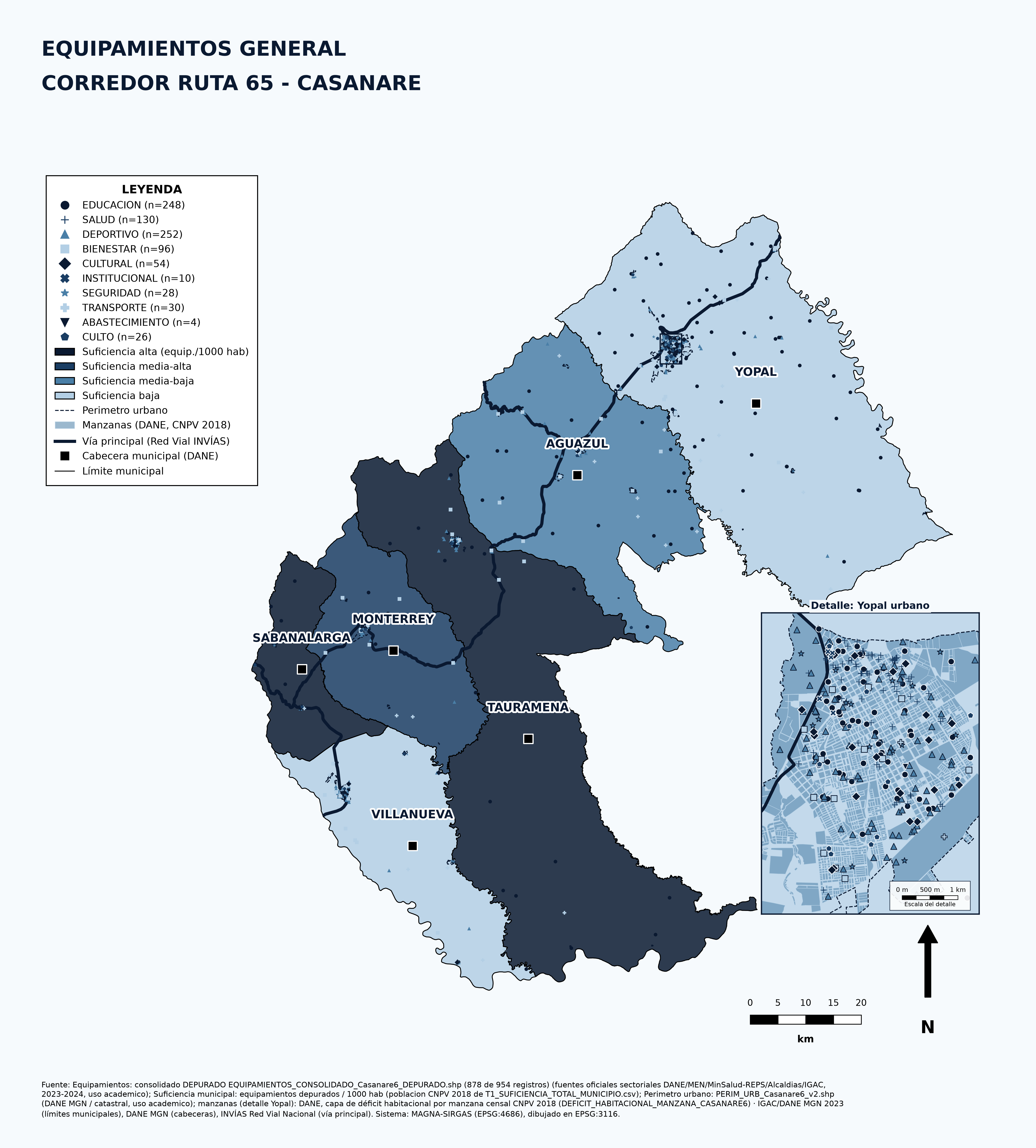 Mapa de equipamientos consolidados del corredor